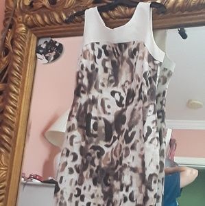 Leopard brown and white printed dress